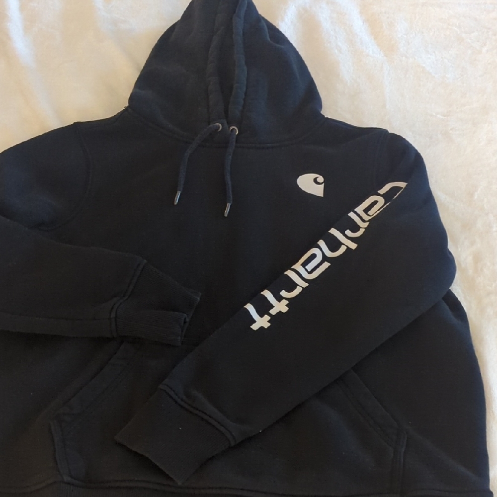 Carhartt Women's Black Hoodie with White Logo